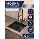 Мойка для кухни врезная с коландером Grandex aqua PROLINE 49 PVD ANTHRACITE 5040603 49x44 см глубина чаши 20 см нержавеющая сталь aisi 304 цвет антрацит