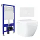 Комплект инсталляция с унитазом 3 в 1 Enio Tecnico 52 унитаз подвесной Grohe Euro Ceramic + кнопка белая матовая Geometria