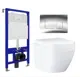 Комплект инсталляция с унитазом 3 в 1 Enio Tecnico 52 унитаз подвесной Grohe Euro Ceramic + кнопка хром Cubo