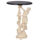 Столик декоративный из литьевого мрамора Bogacho Летний вечер бежевый со столешницей Ø 45 см темно коричневой