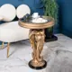 Круглый журнальный кофейный столик из мрамора Bogacho Джамбо бронзовый со стеклянной столешницей ручная работа