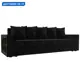 Диван прямой Дубай Лайт полки слева Лига диванов 114370L 230x90x80 см велюр цвет черный
