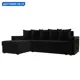 Диван угловой Дубай Лайт левый угол Лига диванов 114153L 236x85x140 см велюр цвет черный