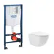 Комплект инсталляции Grohe Rapid SL с клавишей - цвет хром с унитазом подвесным 48x36 ADT Pro Vortex Торнадо микролифт белый