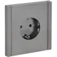 Розетка встраиваемая IEK Forte&Piano с заземлением со шторками цвет сталь