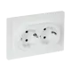 Розетка встраиваемая двойная IEK Forte&Piano с заземлением со шторками цвет белый