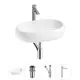 Раковина накладная для ванной Lavinia Boho Bathroom Sink 56x33 20215087R с донным клапаном, сифоном и смесителем цвет хром