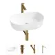 Раковина накладная для ванной Lavinia Boho Bathroom Sink 55x32 20215815R с донным клапаном, сифоном и смесителем цвет золото