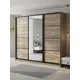 Шкаф-купе Клевер Атина с 3 дверями и зеркалом 240x260х50 см 9 полок ЛДСП цвет дуб крафт серый