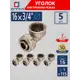 Угол комбинированный 90° СТМ 3/4"x16 мм ВР латунь 5 шт CLF01634K5