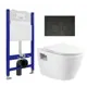 Комплект инсталляции 3 в 1 Enio Tecnico EN8050050 с унитазом BelBagno Loto BB070CHR/SC и кнопка черная матовая Rotondo