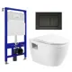 Комплект инсталляции 3 в 1 Enio Tecnico EN8050052 с унитазом BelBagno Loto BB070CHR/SC и кнопка черная матовая Quadro