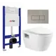 Комплект инсталляции 3 в 1 Enio Tecnico 50 с унитазом BelBagno Loto BB070CHR/SC и кнопка матовая сталь Rettangolo