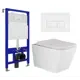 Комплект инсталляции 3 в 1 Enio Tecnico EN8050052 с унитазом подвесным Ceramica Nova Metric CN3007 и кнопка белая матовая Rettangolo