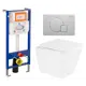 Комплект инсталляции 3 в 1 Enio Aquanika с унитазом подвесным BelBagno Due BB3103CHR/SC и кнопка белая