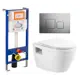 Комплект инсталляции 3 в 1 Enio Aquanika с унитазом подвесным BelBagno Loto BB070CHR/SC и кнопка хром квадратная