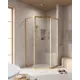 Душевой уголок Cezares Relax 304 пятиугольный 100х100см золотистый профиль эффект стекла прозрачный