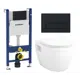 Комплект инсталляция 3 в 1 Geberit Duofix с унитазом подвесным Bolo EN8350034 и кнопка черная матовая