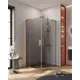Душевой уголок Cezares Slider прямоугольный 80x90см золотистый профиль эффект стекла тонированный SLIDER-AH-2-80/90-90/100-GRIGIO-BORO