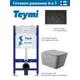 Инсталляция Teymi Aina 50 T70033 с клавишей Lina черный матовый T70103BM и унитаз подвесной ADT 52x37 микролифт серый матовый, квадрат