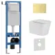 Инсталляция с унитазом комплект Iberica Blanca безободковый Toledo Alto и клавиша золото матовое нержавеющая сталь IB.001M.TLA.231.1503