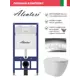 Инсталляция Alentori SISTEMA 52 AL.SIS11T с клавишей Alentori CHIAVE L гл/хром AL.CHI102CH и унитаз Long 52x36.5 Vortex Soft-Close матовый белый овал