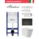 Инсталляция Alentori SISTEMA 50 AL.SIS33T с клавишей Alentori CHIAVE A матовый черный AL.CHI013BM и унитаз Long 52x36.5 Vortex глянцевый белый конус