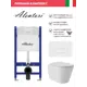 Инсталляция Alentori SISTEMA 50 AL.SIS33T с клавишей Alentori CHIAVE H матовый белый AL.CHI018WM и унитаз Long 52x36.5 Vortex глянцевый белый конус