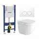 Комплект инсталляция и унитаз 3 в 1 инсталляция Geberit Duofix унитаз Enio Pulito EN1170052 и кнопка белая
