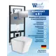 Комплект инсталляция и унитаз Weltwasser AG50634 6 в 1: подвесной унитаз белый матовый, инсталляция, кнопка хром глянцевая закругленный квадрат