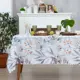 Скатерть на стол Доляна Акварельные листья круглая 145x180 см цвет белый