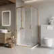 Душевой уголок Belbagno LUCE-A-2-80-C-ORO квадратная 80x80см золото профиль эффект стекла прозрачный