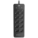 Сетевой фильтр плоский Agni 2 выключателя 10 розеток 5 м 3 USB/Type-C 20 Вт чёрный TP-FO4U10E-C