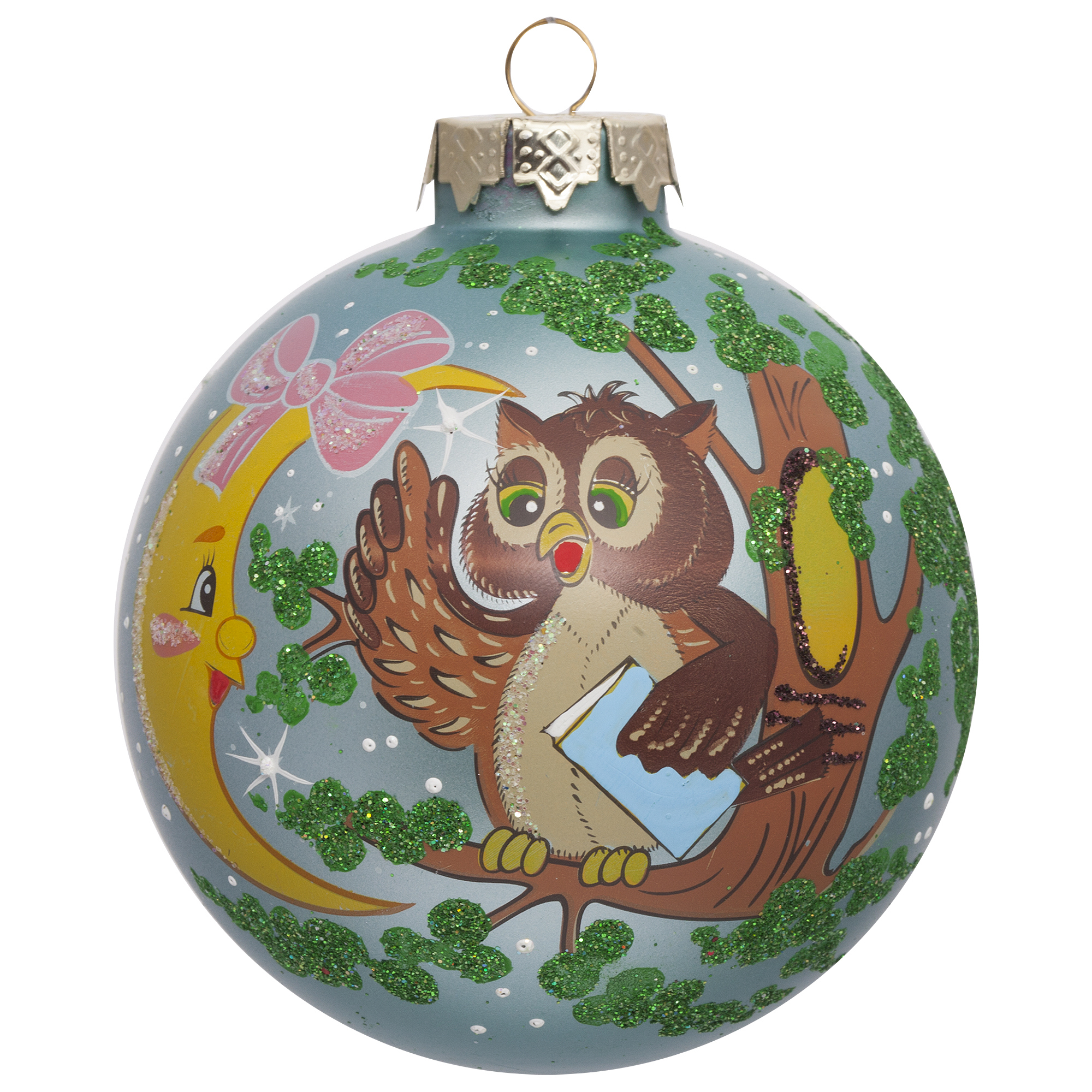 Изображение товара Шар ёлочный «Сова и луна» 8 см
