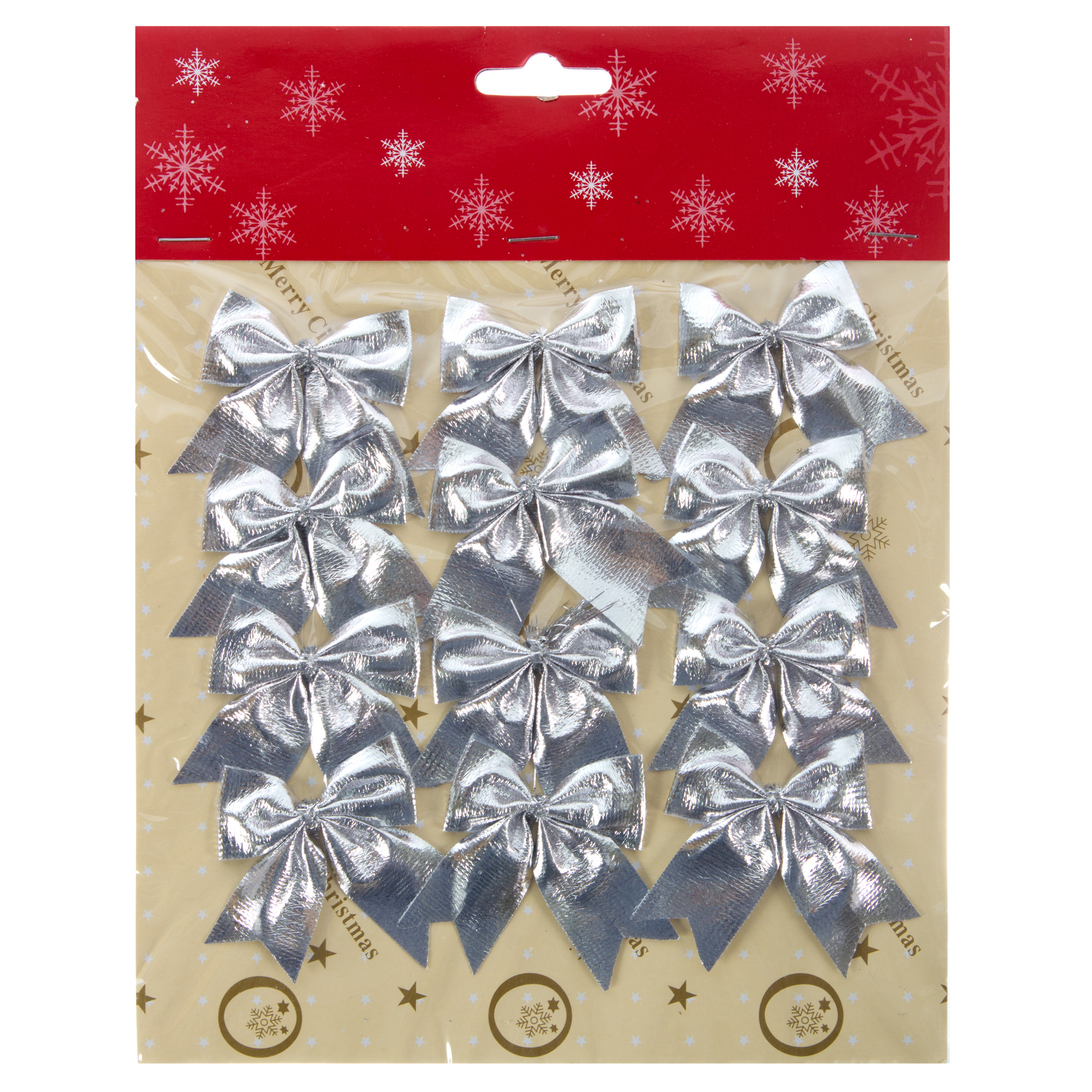 Изображение товара Набор ёлочных украшений «Бантики» 3.5 см, цвет серебристый, 12 шт.
