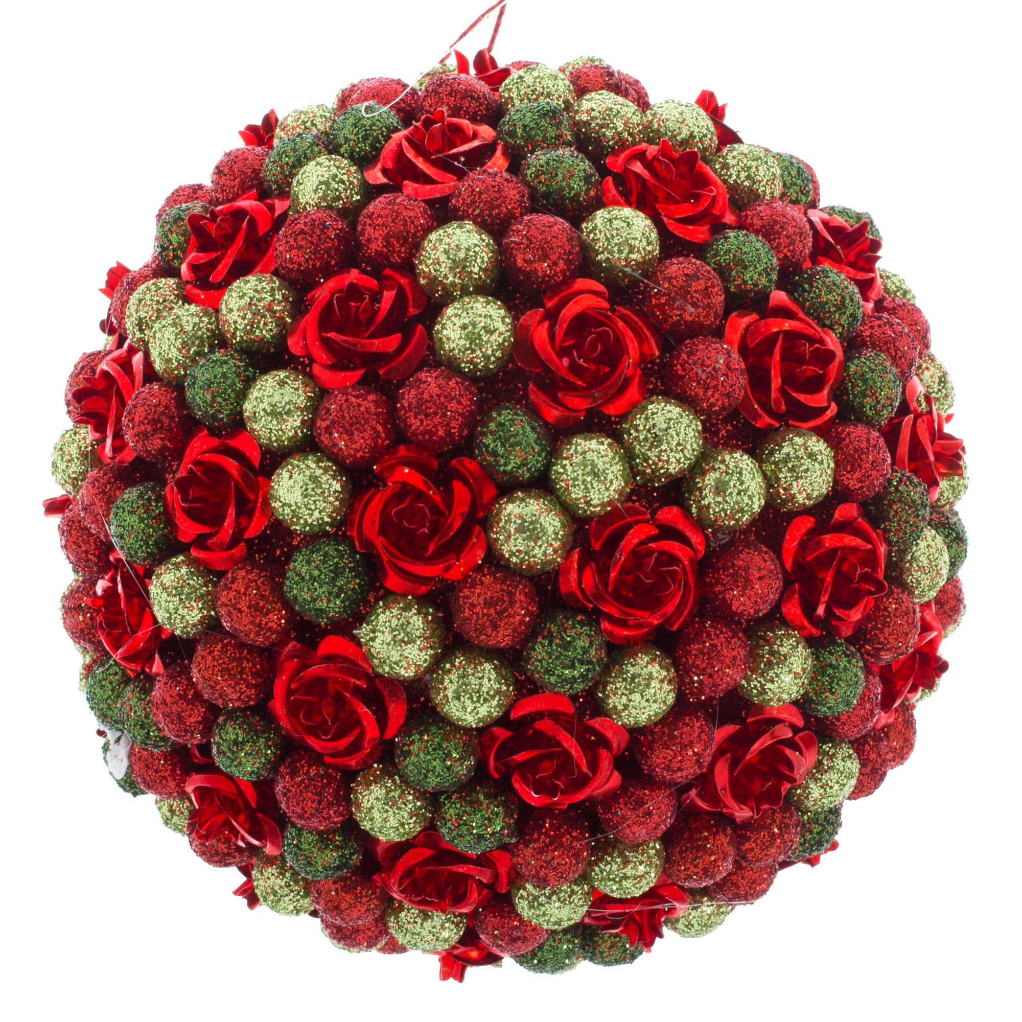 Изображение товара Новогодний шар 41100 10 см красно-зеленый небьющийся дизайн