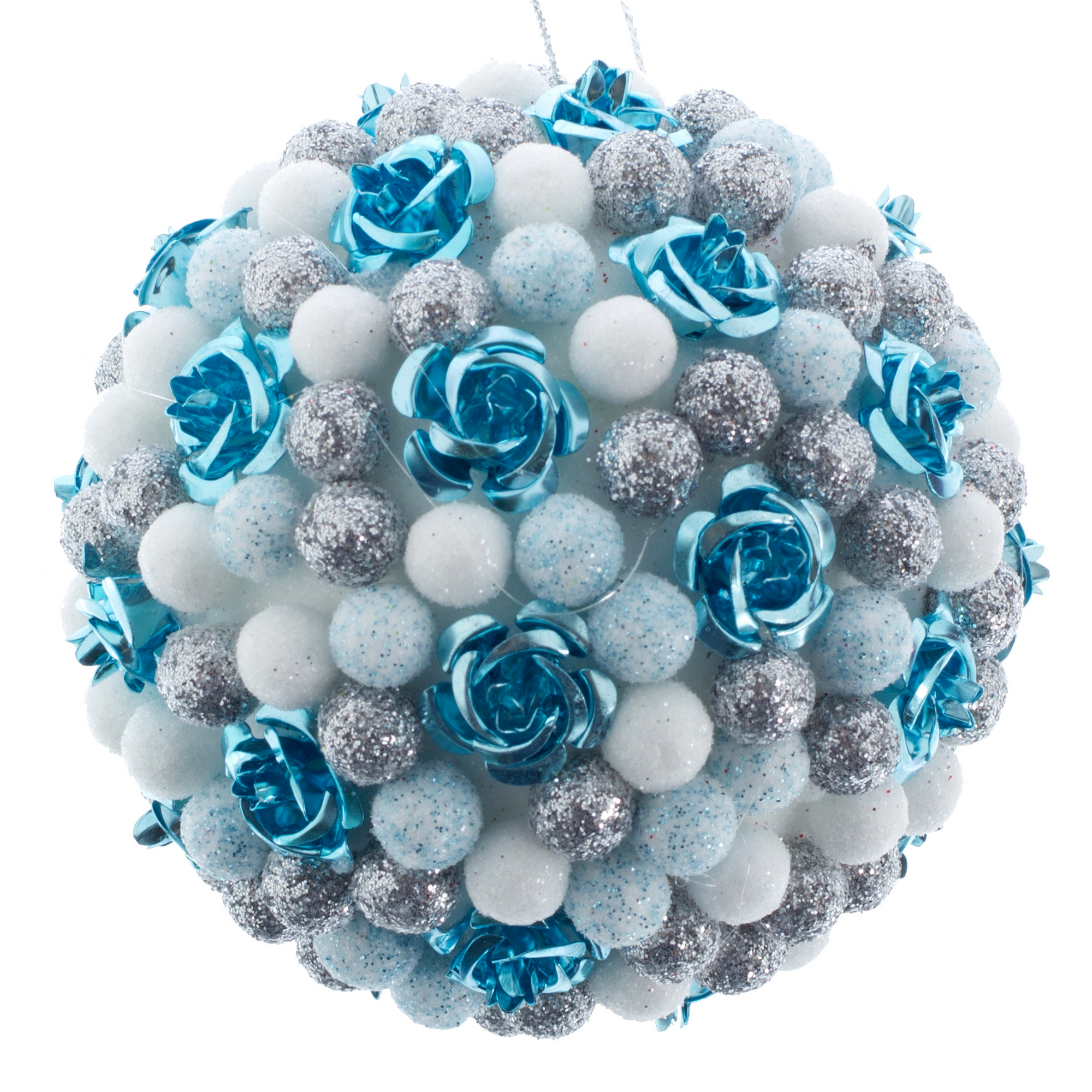 Изображение товара Шар ёлочный 41100, цвет белый/голубой, 8 см