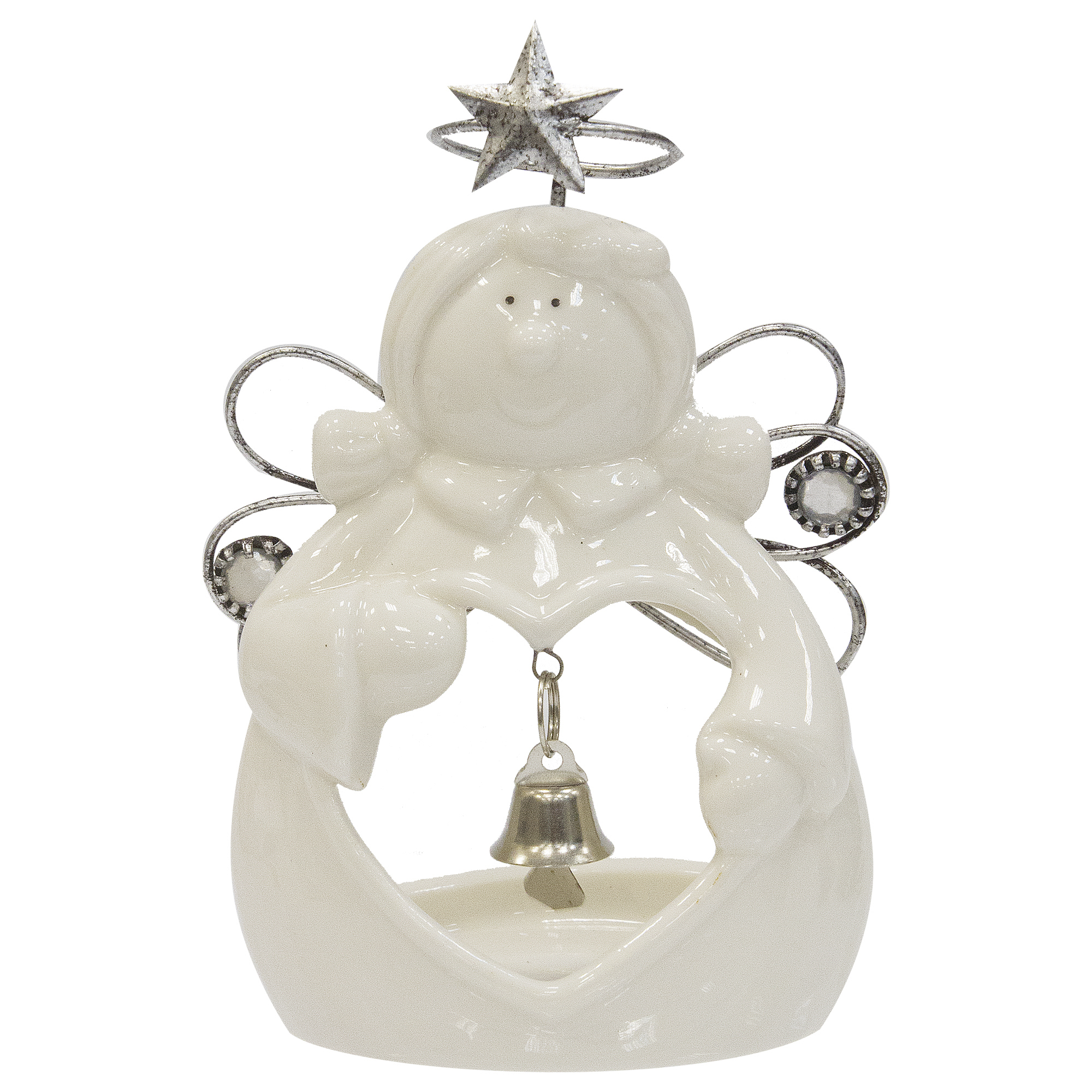 Изображение товара Декоративное украшение Ангел белый из керамики высотой 11 см для Нового года