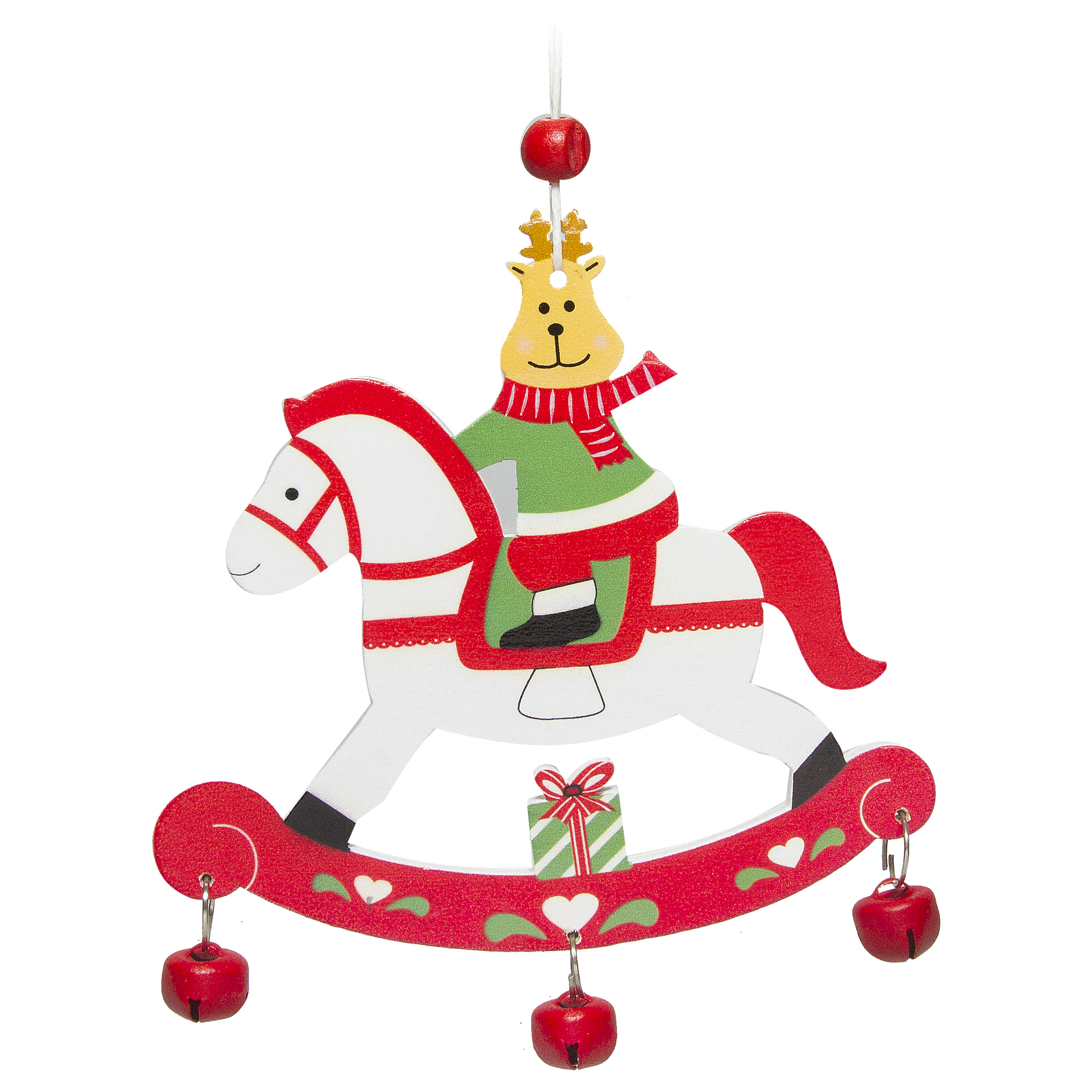 Изображение товара Ёлочное украшение Олень из натурального дерева 11x10 см в народном стиле