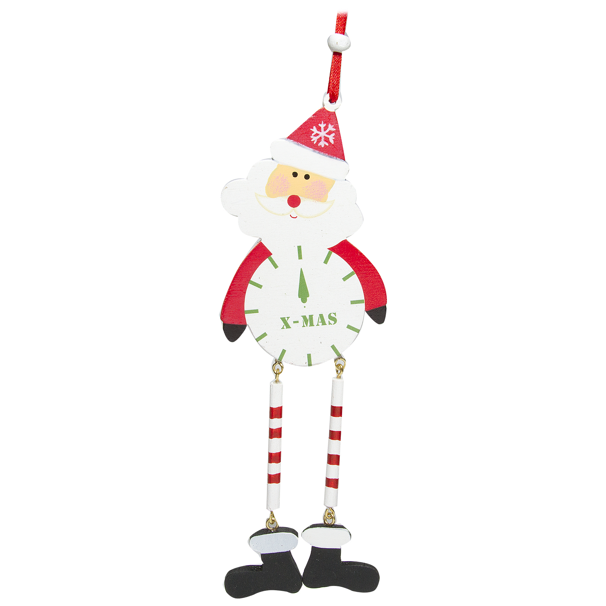 Изображение товара Ёлочное украшение Санта из дерева, 19.5 см, красный белый цвет, новогодний декор