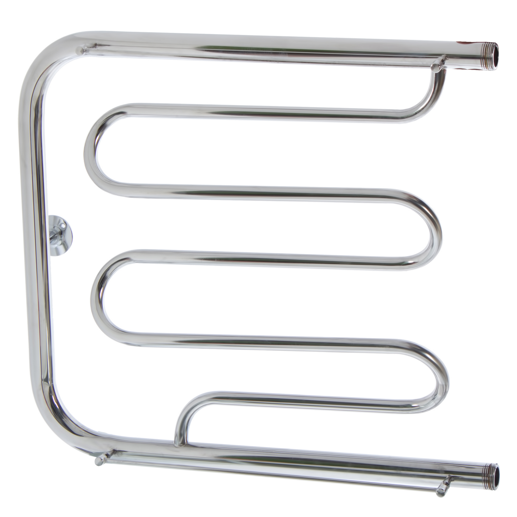 Изображение товара Полотенцесушитель водяной U-образный Equation Фокстрот 50x60 см боковая подводка 1" нержавеющая сталь серебристый две полки