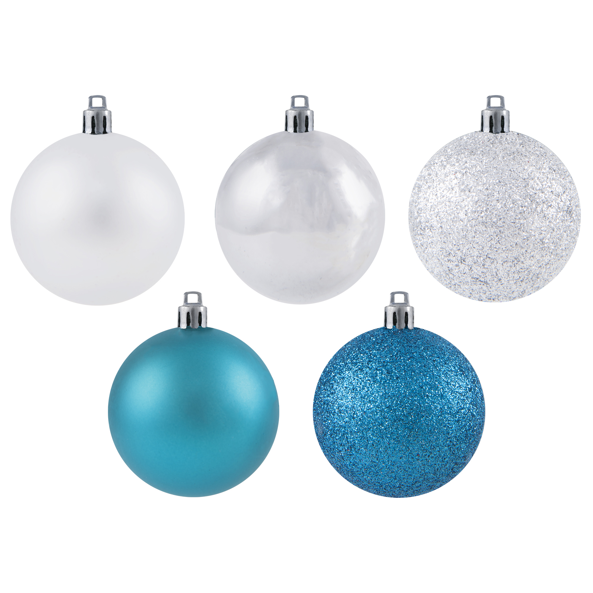 Изображение товара Набор ёлочных шаров 4 см 16 шт в тубе серебро и синий праздничный декор