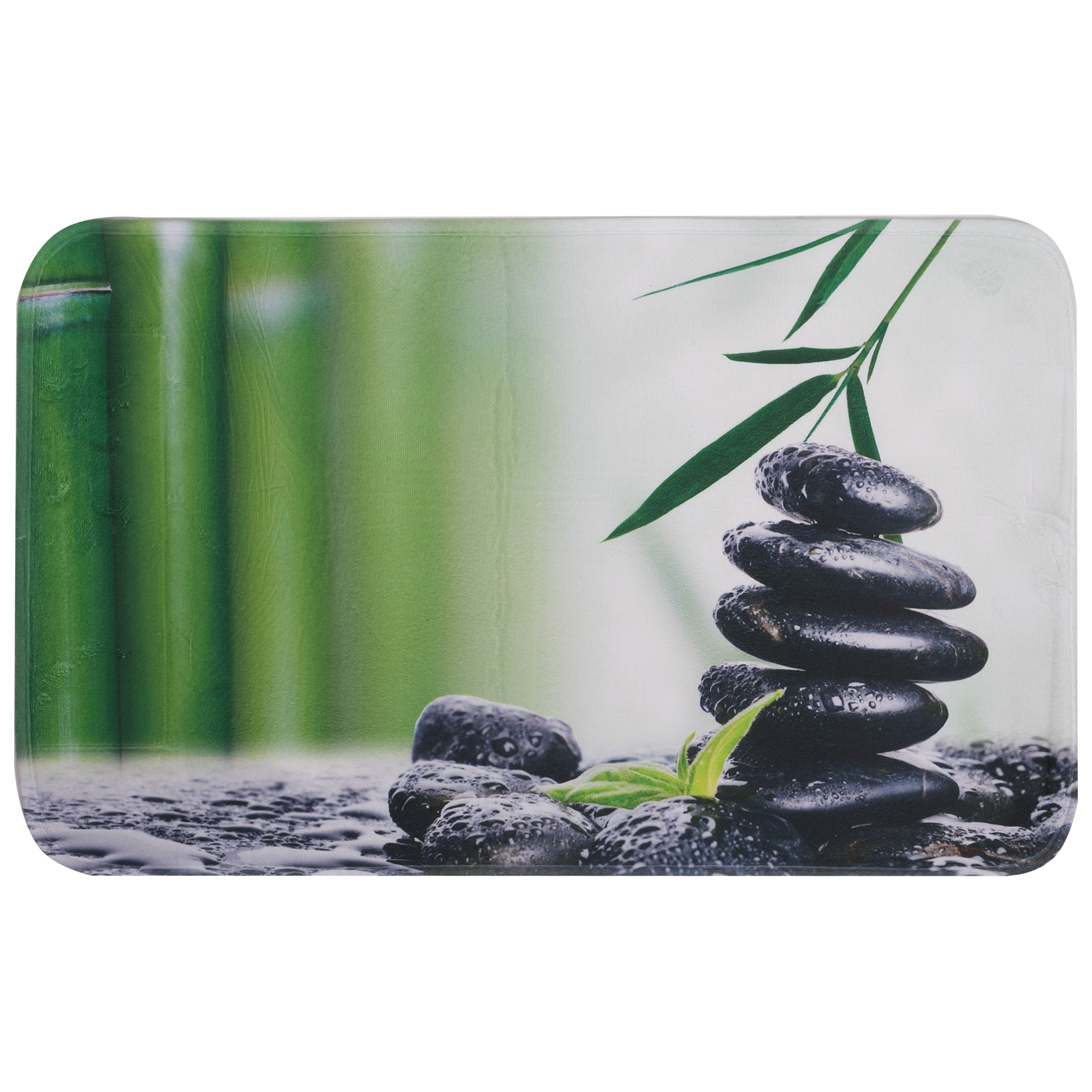 Изображение товара Коврик для ванной комнаты «Камни» 45х75 см цвет зелёный