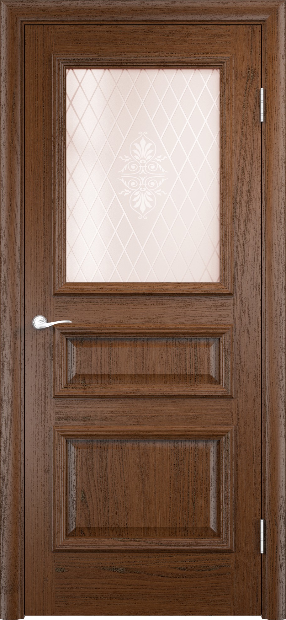 Изображение товара Дверь межкомнатная остеклённая «Мадрид» 70x200 см, шпон, цвет тёмный дуб