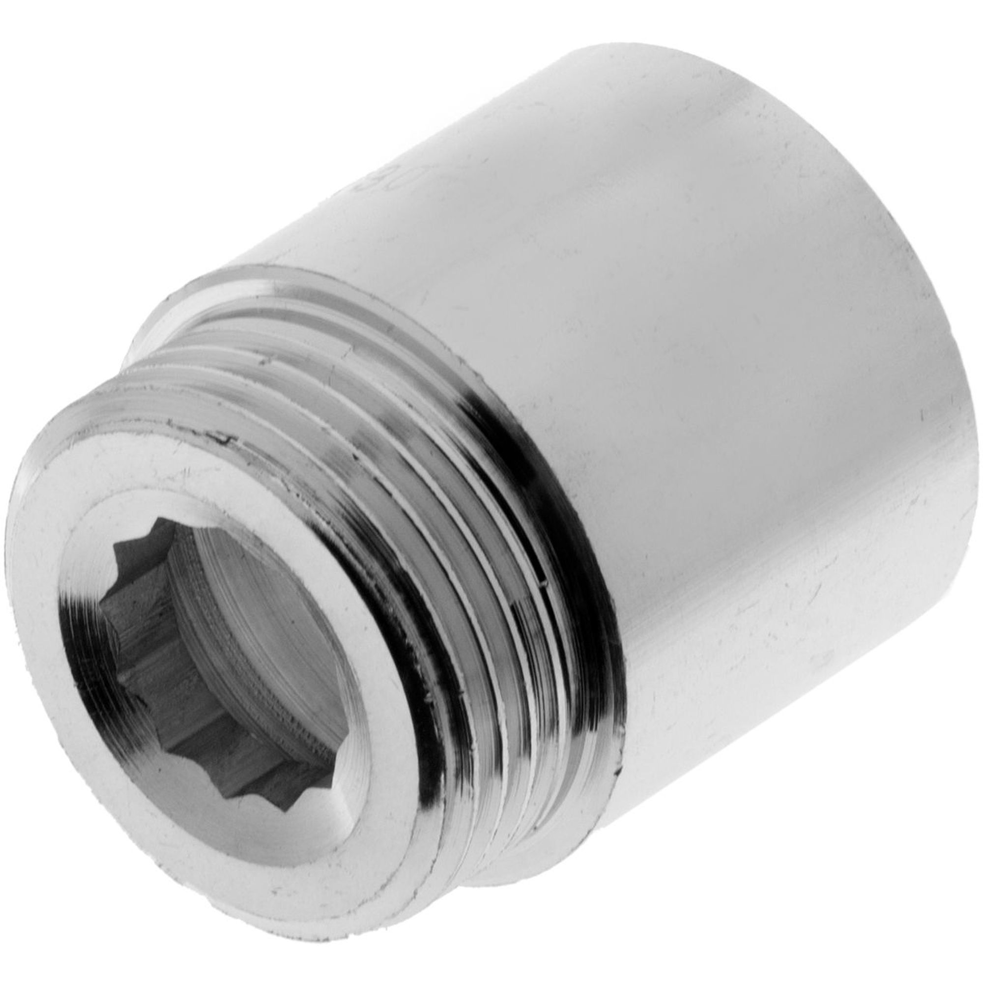 Изображение товара Удлинитель водопроводный латунный 30 мм 1x1 дюйм хромированный ВР-НР