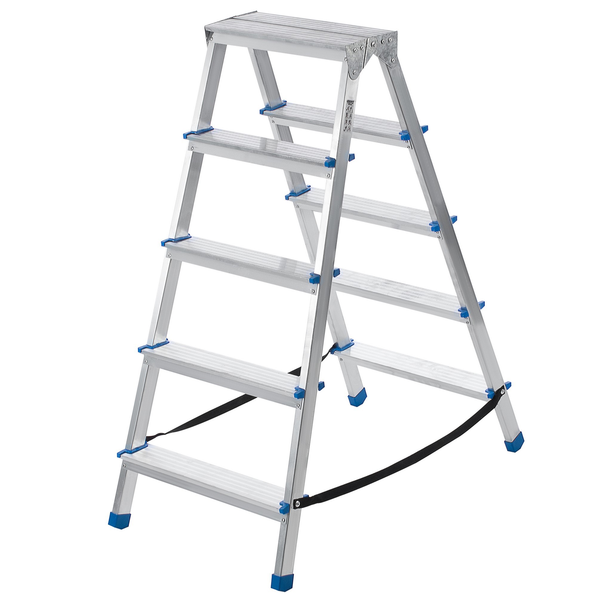 Изображение товара Алюминиевая двухсторонняя стремянка Ladderbel STR2-AL-5 5 ступеней, грузоподъемность 150 кг
