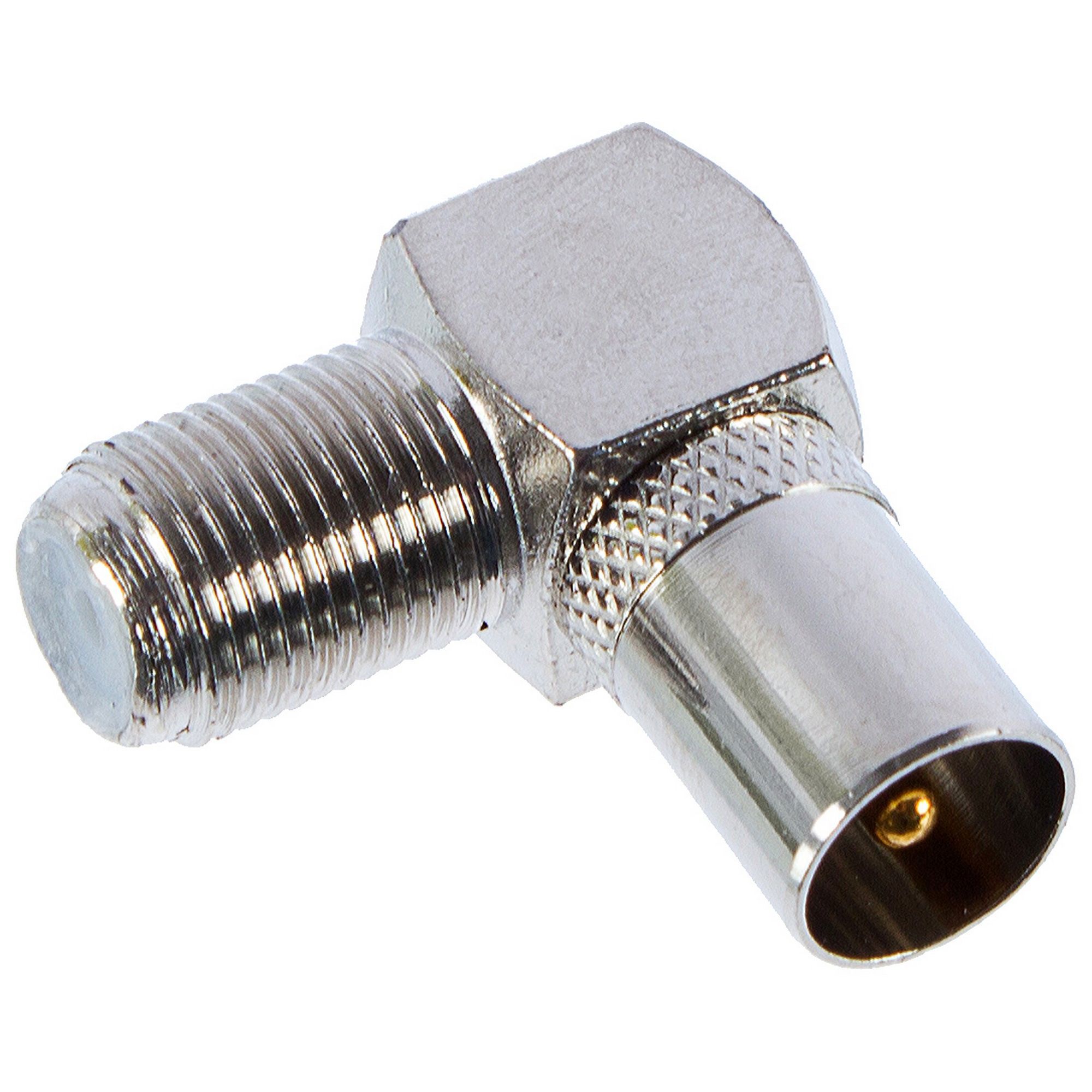 Изображение товара Переходник угловой F гнездо на TV штекер для кабельного и спутникового телевидения