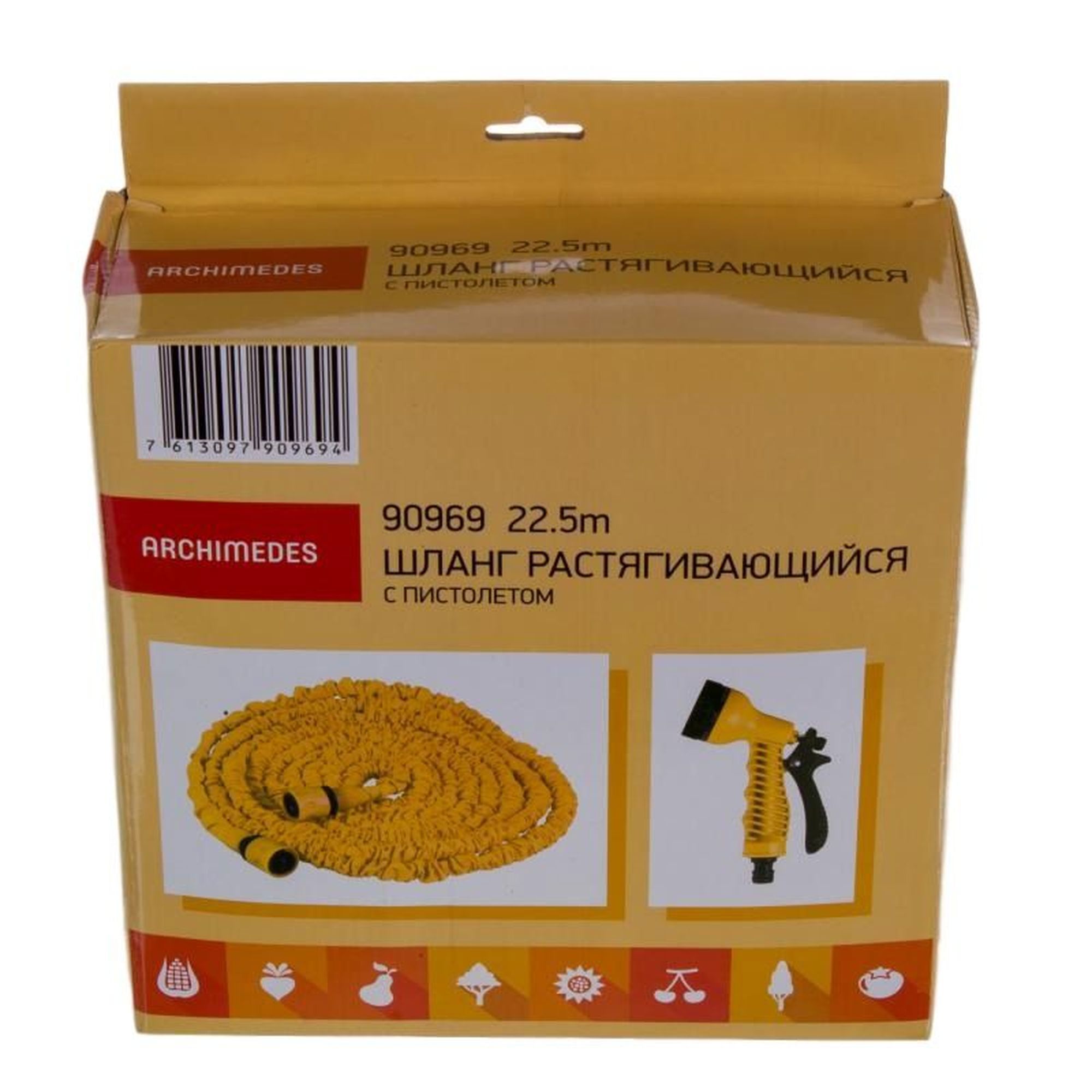 Изображение товара Шланг растягивающийся с пистолетом Archimedes ø6 мм 22.5 м, резина