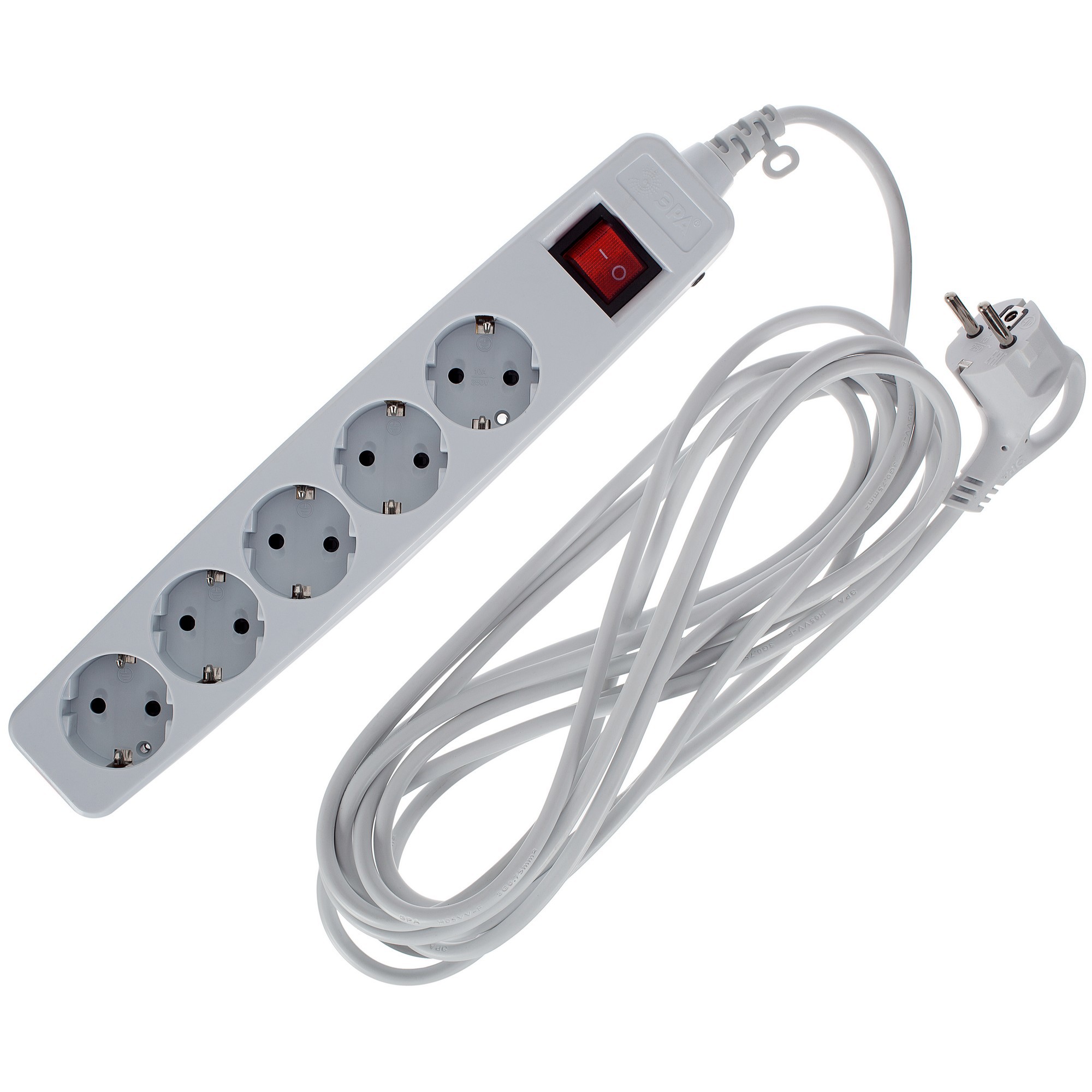 Изображение товара ЭРА SF сетевой фильтр 5 розеток с заземлением 2200 Вт белый