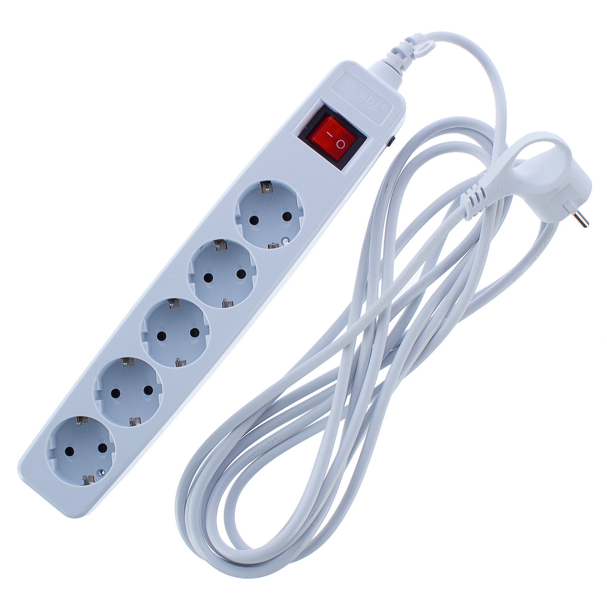 Изображение товара Эра SF сетевой фильтр с 5 розетками заземлением белый 2200 Вт 3 м